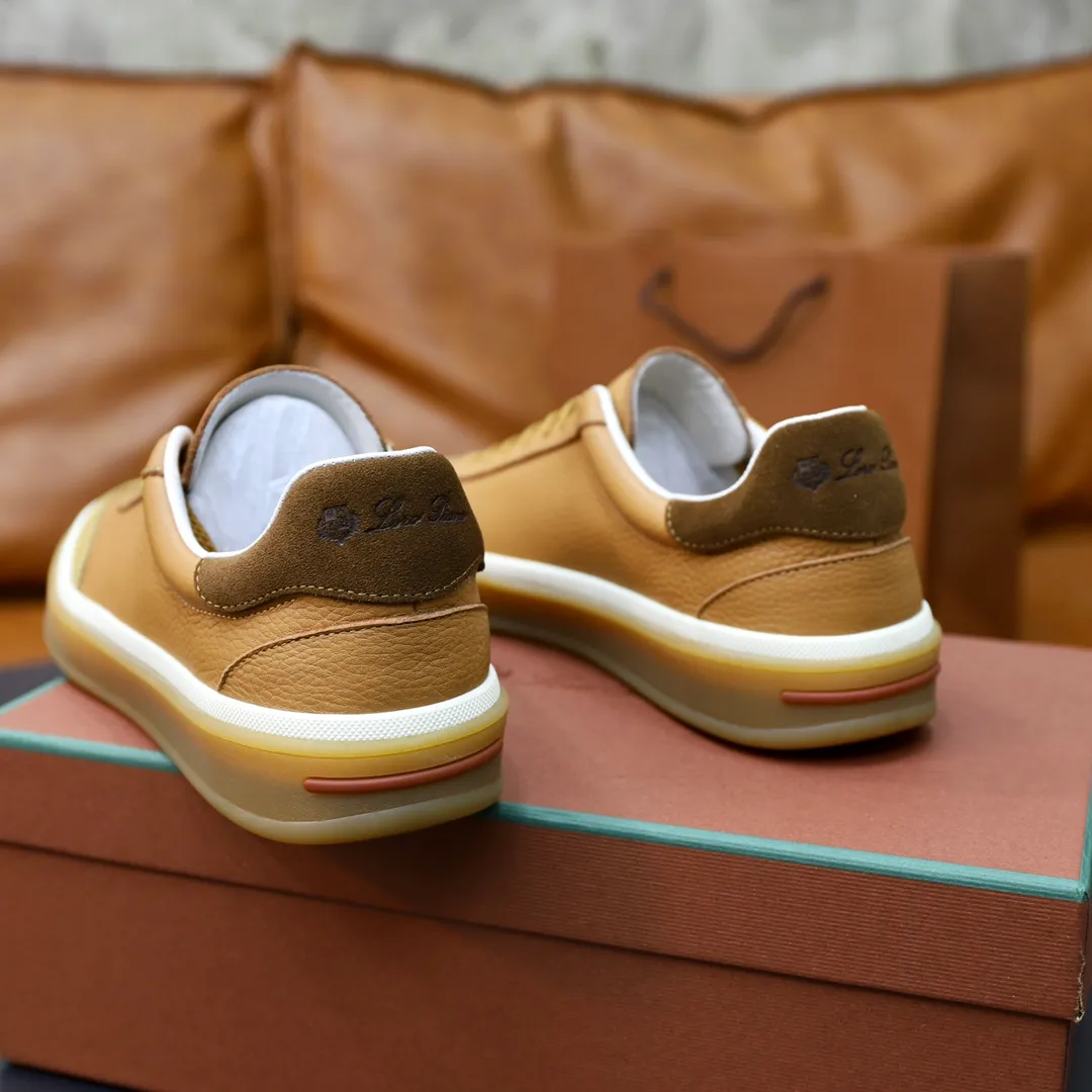 Men's Men's Shoes💰540💰••New Products•• LoroPian*_Noyo-Pianya New men's casual moral training sneakers, LP lace-up casual shoes!  Made of original imported soft cowhide and suede fabric, it highlights the sporty style. The heel is decorated with logo embossing and the original molding. The raw rubber translucent sole combined with the color welt adds a sense of modernity to the shoe. The shoe is overall refreshing and easy to match with style. It has a full cowhide lining for the feet. The original box packaging at the counter comes with wooden balls and a dust bag! Size: 38-44 (.45 customized)